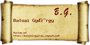 Balsai György névjegykártya